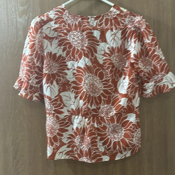 Madewell Silk Journal Keyhole-Sleeve Top in Sunflower Season - Picture 3 of 4